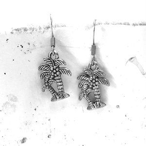 Miniature Palm Tree Tropical Summer Vacation Beach Travel Gift Earrings